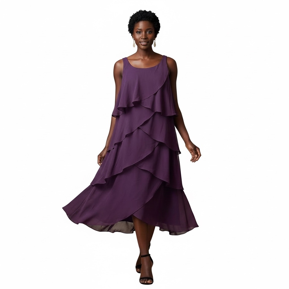 SLNY Women's High Low Purple Dress